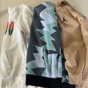 Jordan Men's Crewneck Sweatshirts - White, Teal/Gray Pattern & Tan
